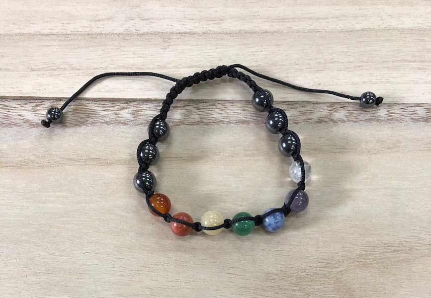 Pulsera chakras  macrame bola 8 mm